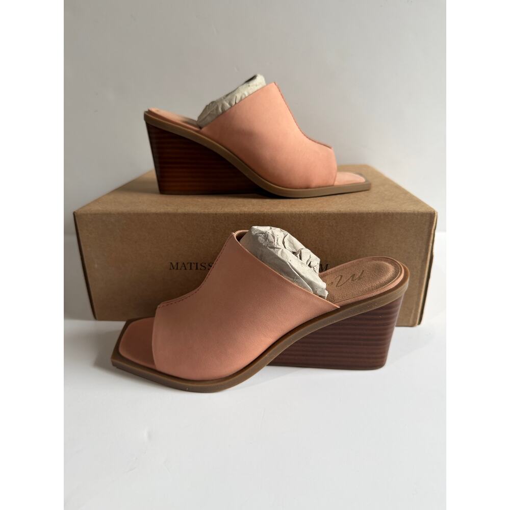 Matisse Lille Blush Leather Wedge Pink Sandals Womens Size 6 NEW